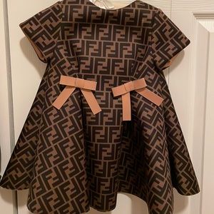 Fendi  Neoprene Logo Bow Dress